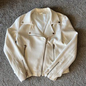Ellison moto jacket womens small white zip up grunge casual biker lightwight‎